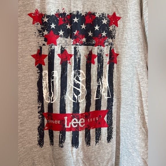 LEE USA American Flag Men’s Short Sleeve T-Shirt Sz XXL Grey In Great Condition - Picture 1 of 7